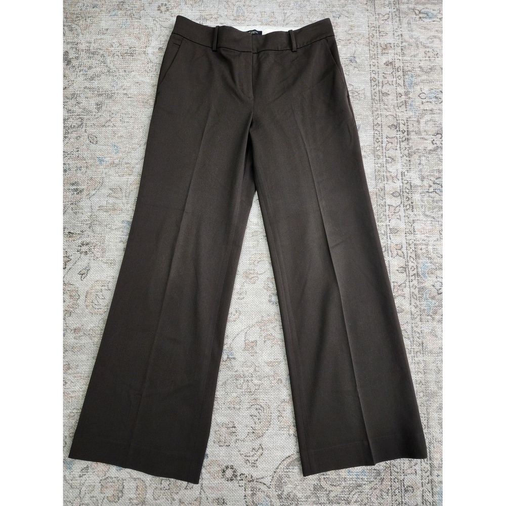 Ann Taylor Classic Wide Leg Trousers 6 Brown Flat Front Dress Pants Office Prep